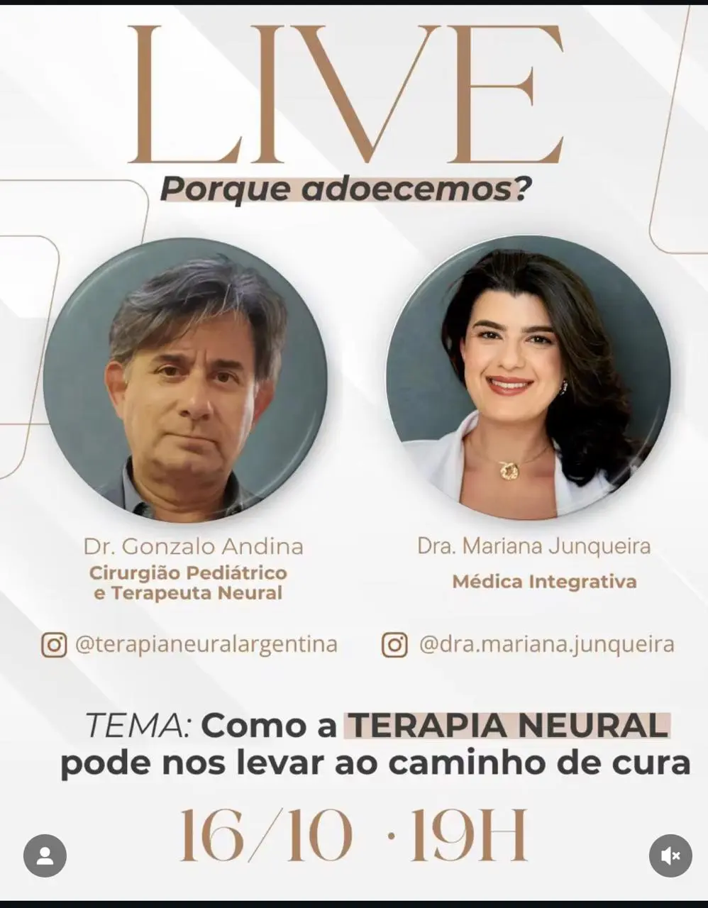Banner da Live do Dr. Gonzalo – 16/10 às 19h